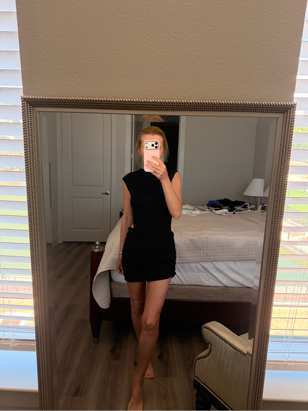 Sleeveless Black Mini Dress with Side Cutout - Picture 4 of 8
